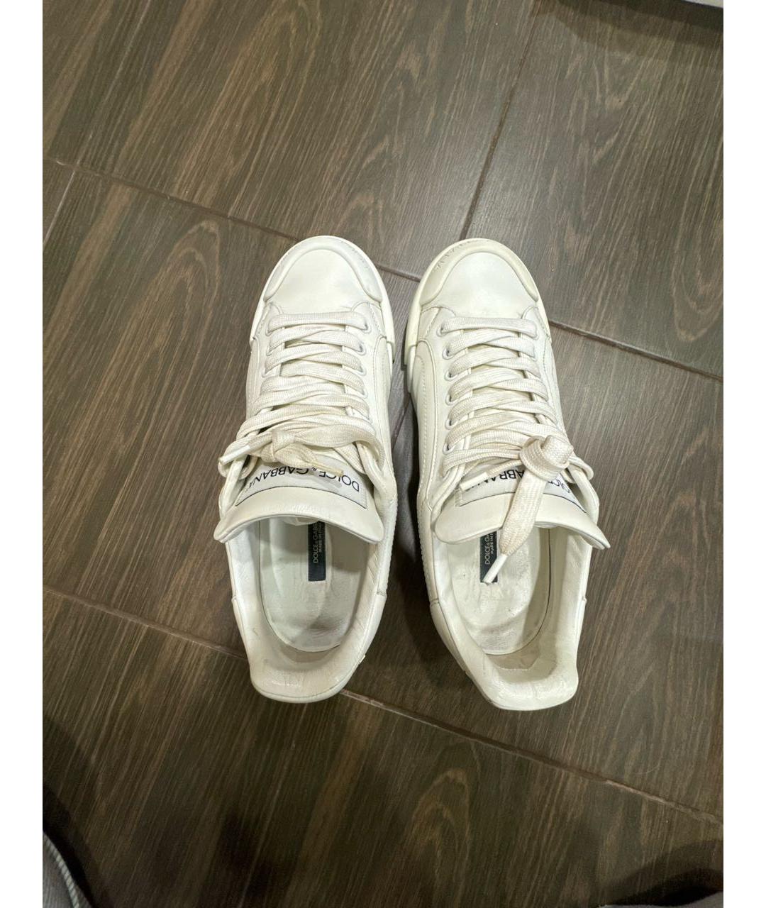 DOLCE&GABBANA Белые кожаные кеды, фото 3