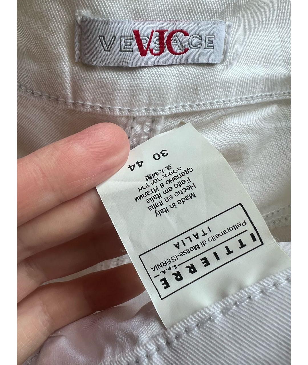 VERSACE JEANS COUTURE Белые хлопковые прямые джинсы, фото 3