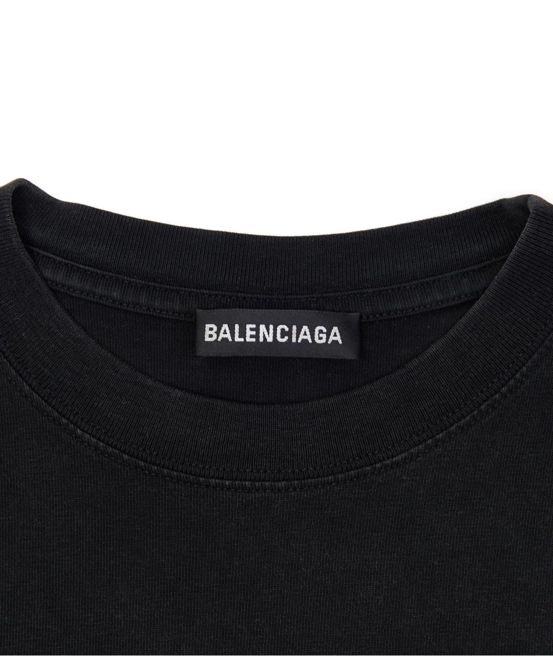 BALENCIAGA Черная хлопковая футболка, фото 3
