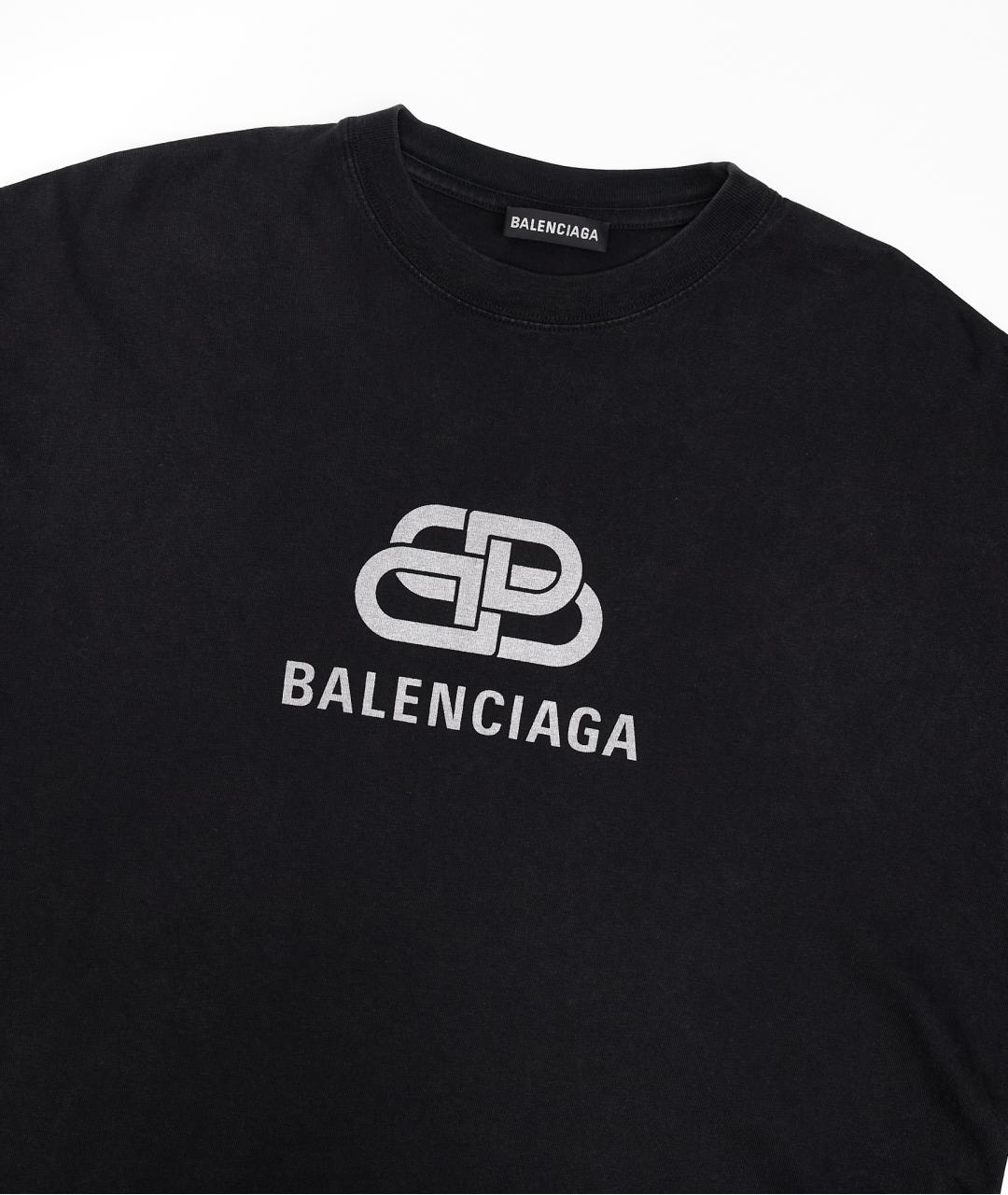 BALENCIAGA Черная хлопковая футболка, фото 4