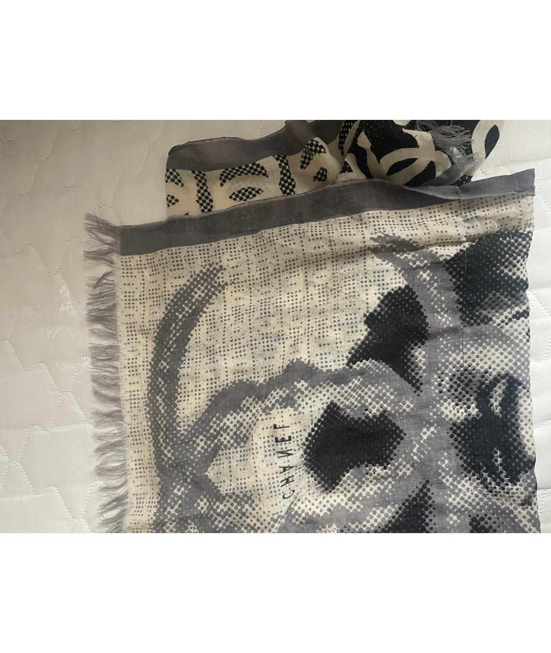 CHANEL Белый кашемировый шарф, фото 3