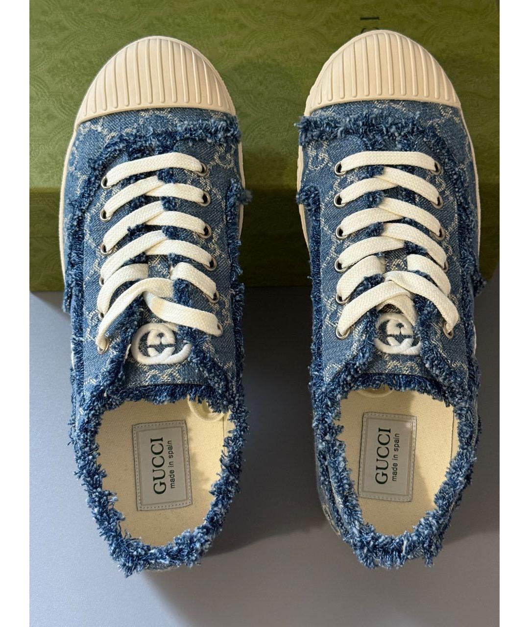 GUCCI Голубые текстильные кеды, фото 7