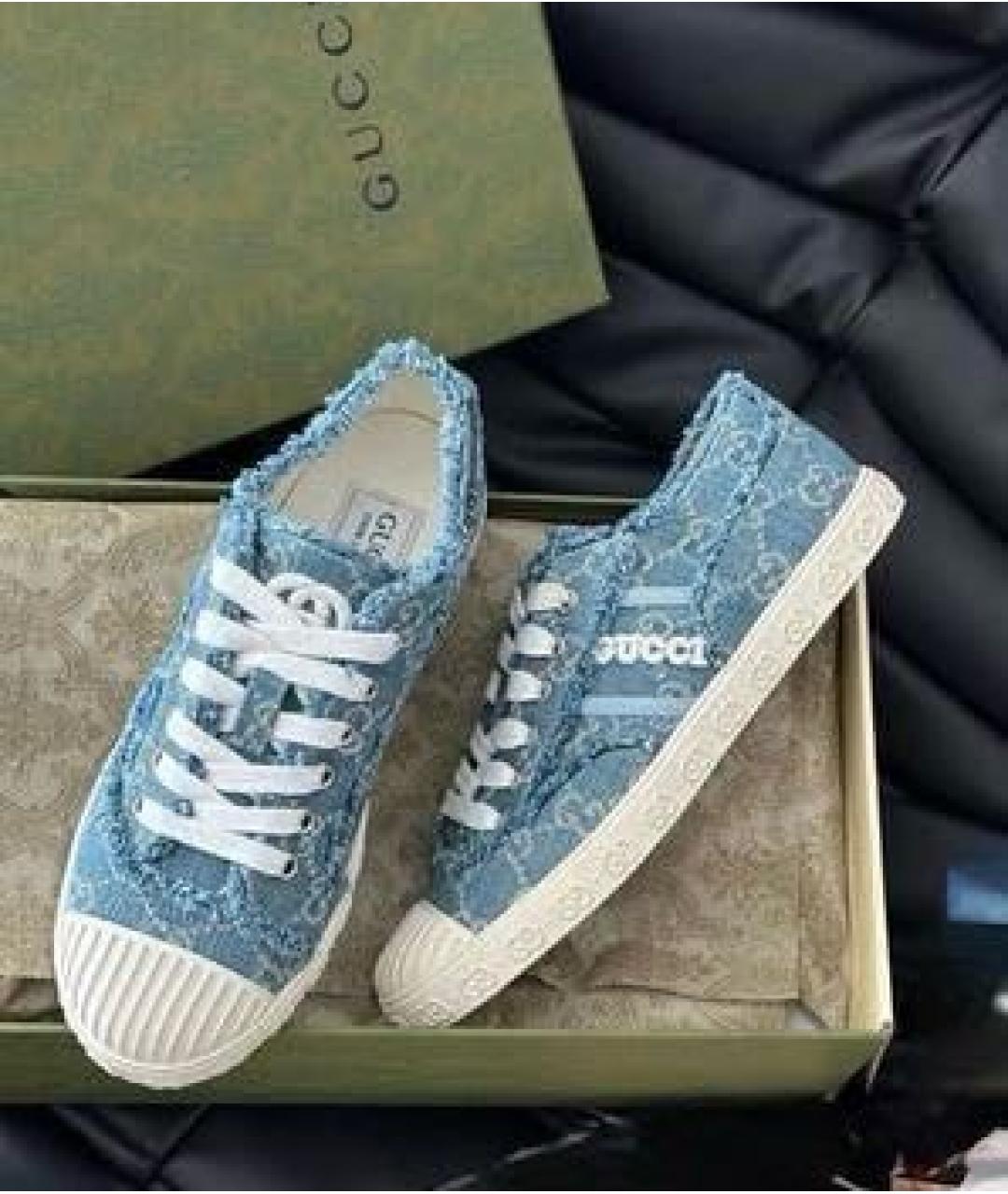 GUCCI Голубые текстильные кеды, фото 2