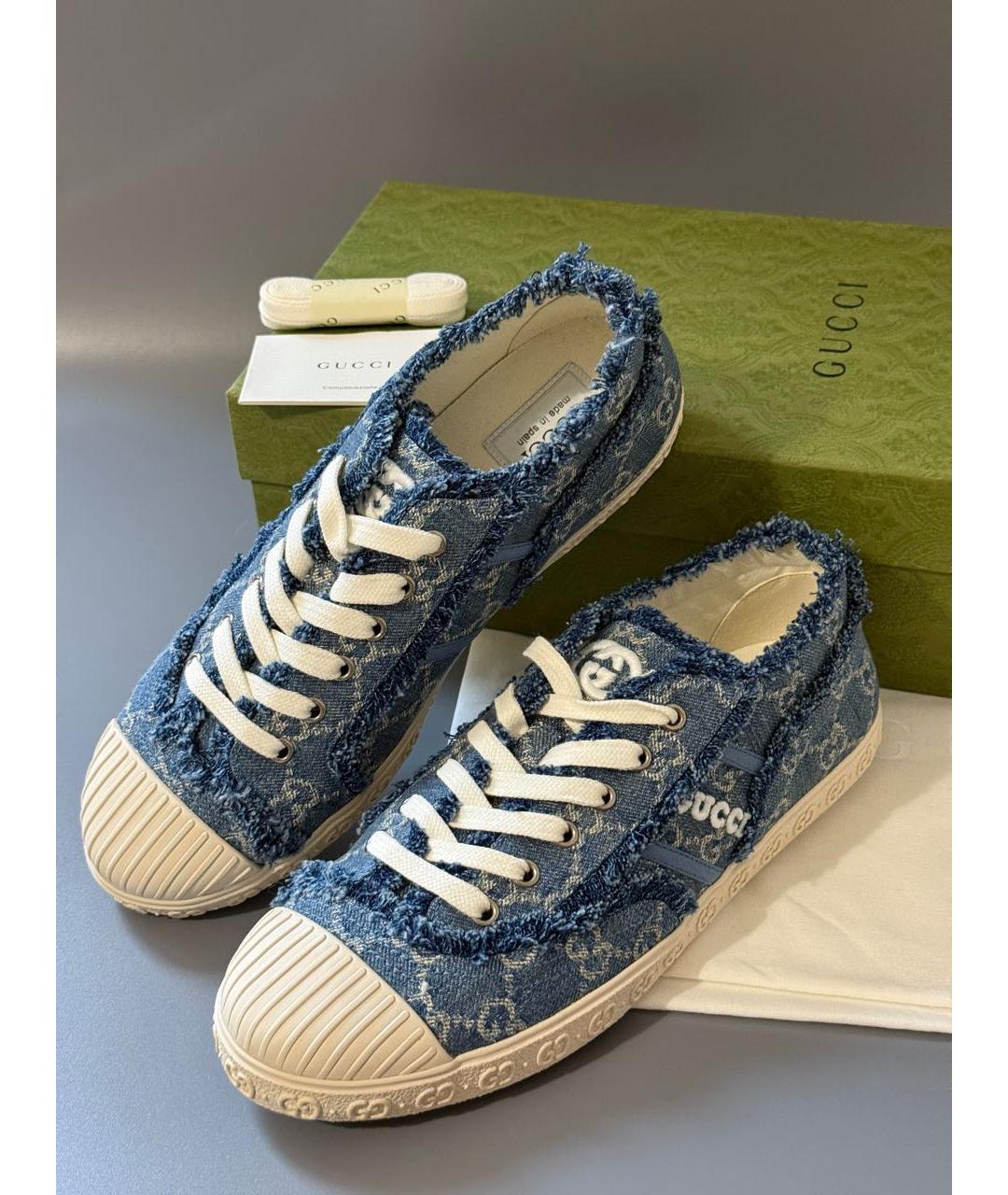 GUCCI Голубые текстильные кеды, фото 4