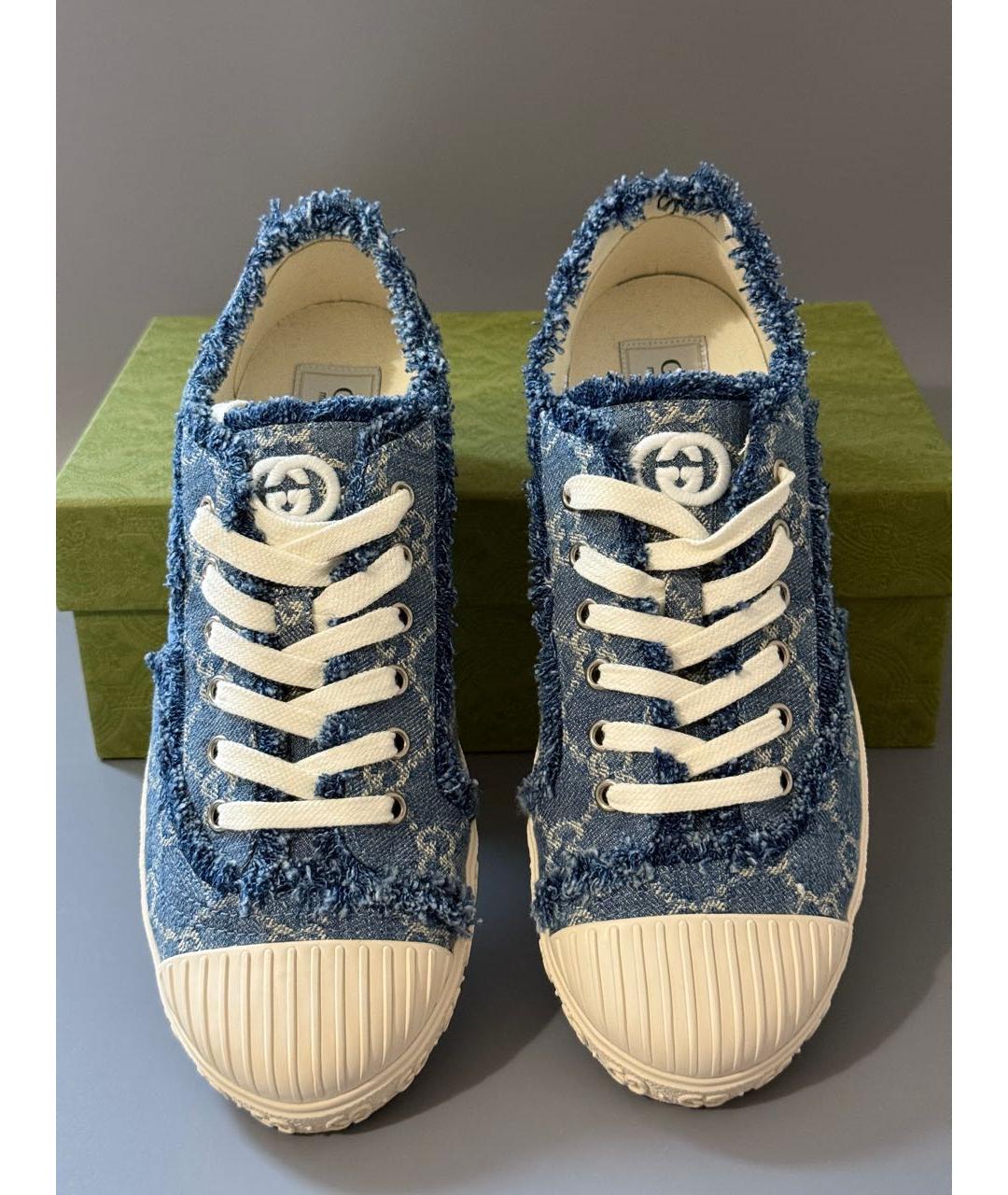 GUCCI Голубые текстильные кеды, фото 3