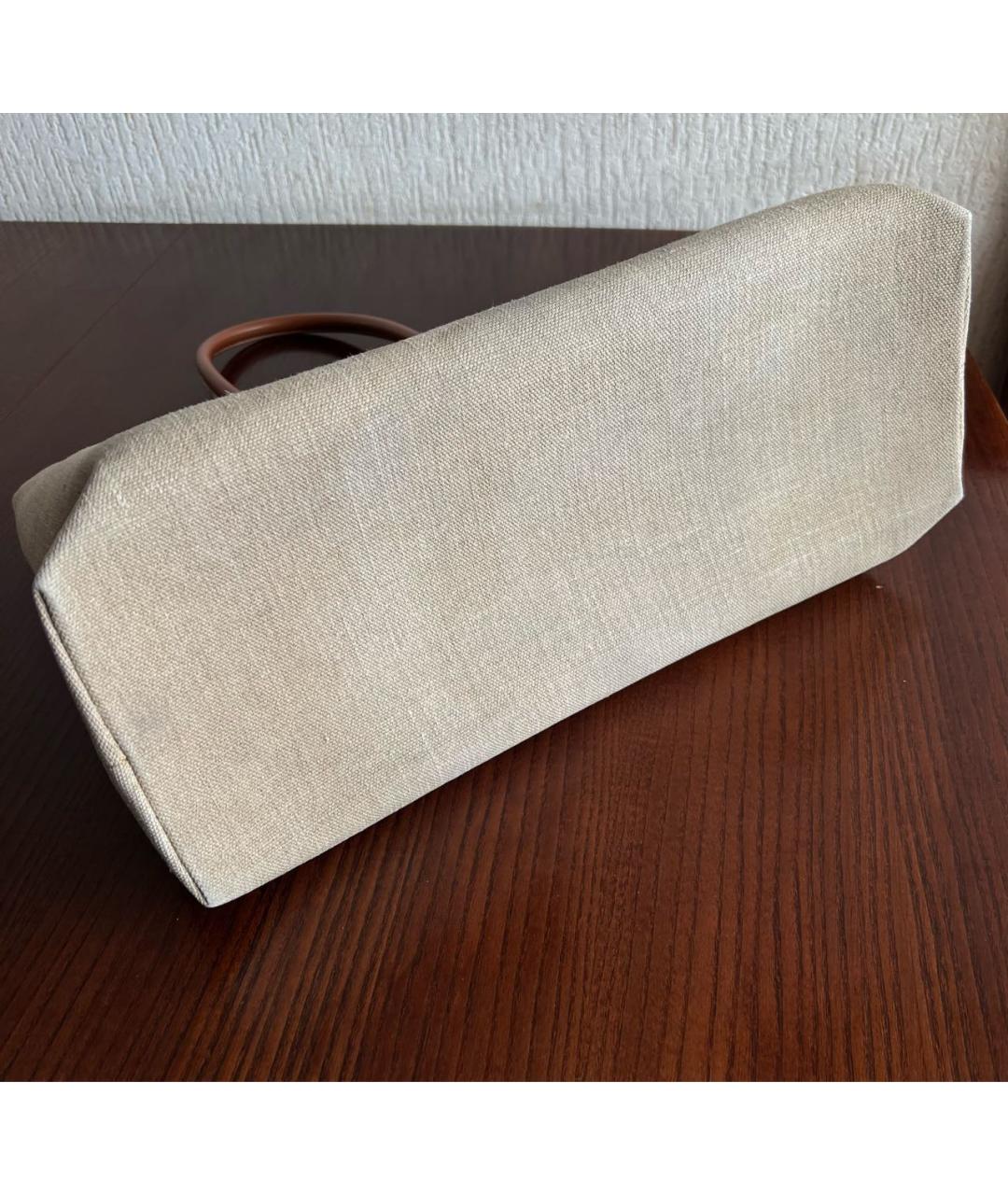 CELINE Бежевая тканевая сумка тоут, фото 6
