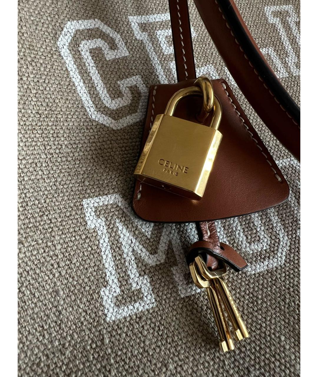 CELINE Бежевая тканевая сумка тоут, фото 8