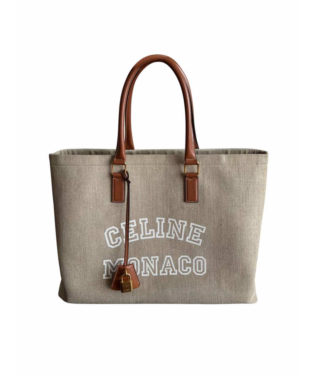 CELINE Бежевая тканевая сумка тоут, фото 1