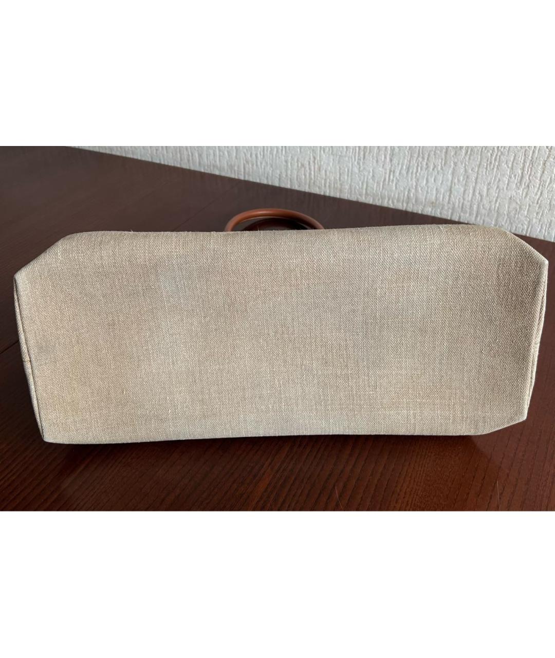 CELINE Бежевая тканевая сумка тоут, фото 5