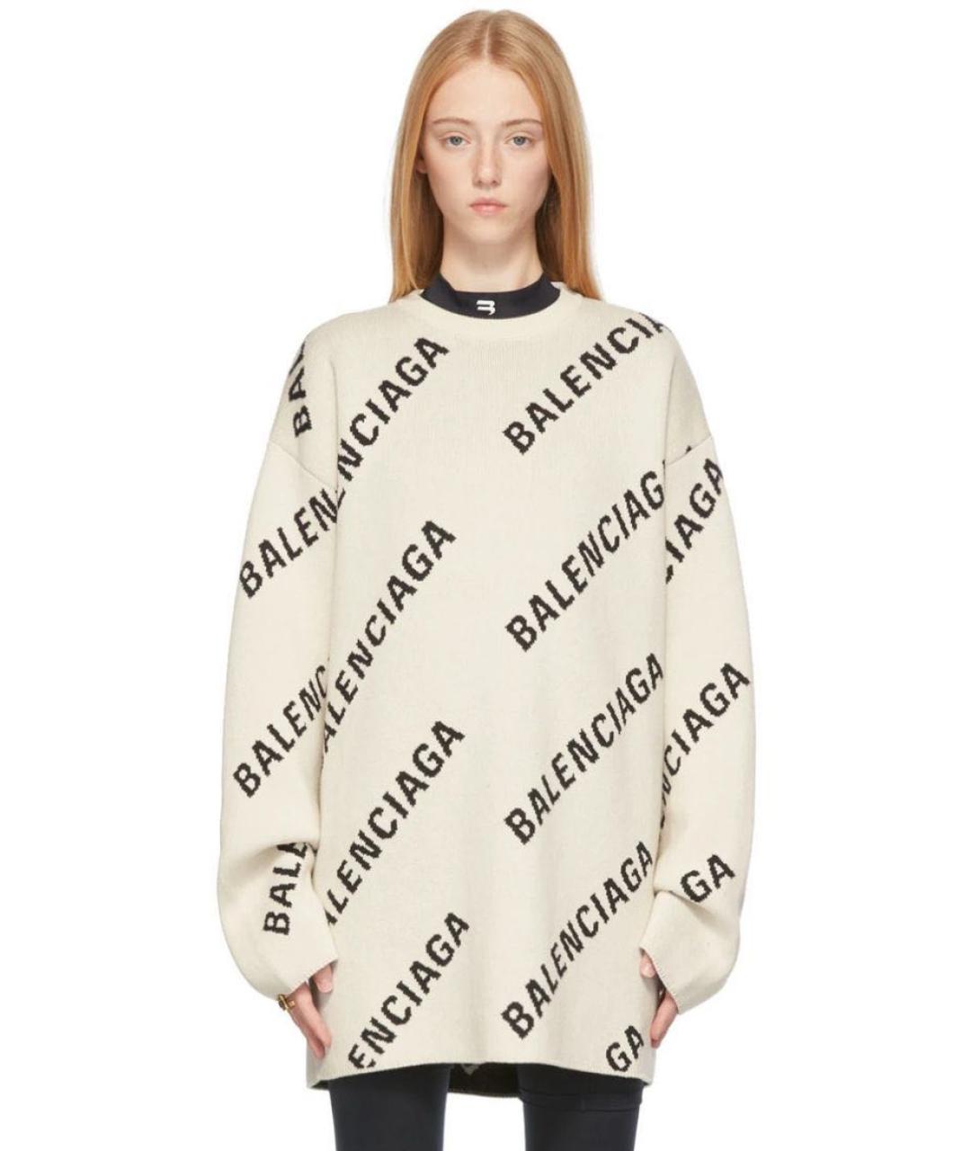 BALENCIAGA Бежевый шерстяной джемпер / свитер, фото 5