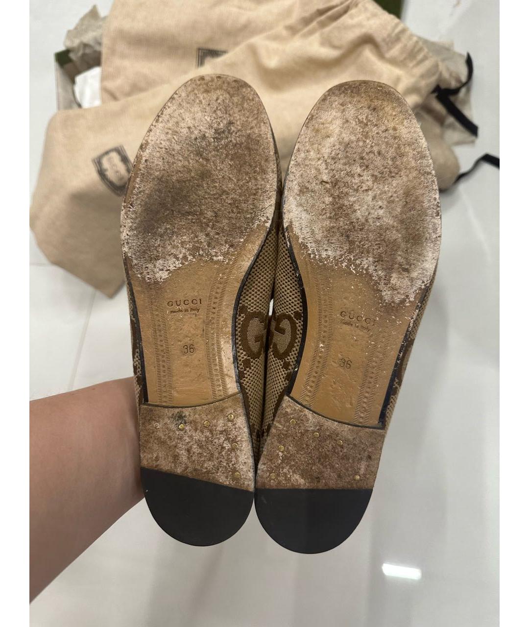 GUCCI Бежевые лоферы, фото 6