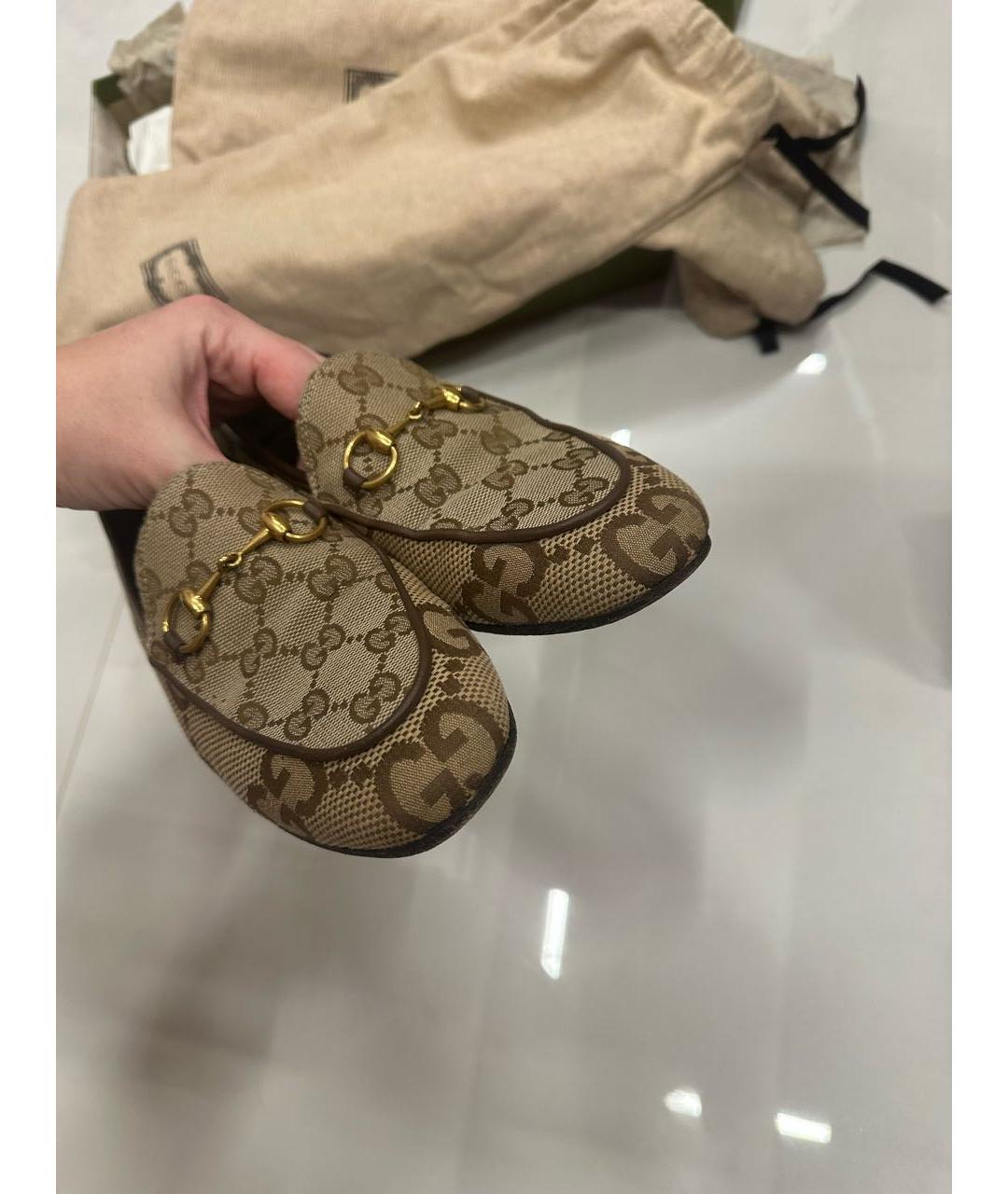 GUCCI Бежевые лоферы, фото 7