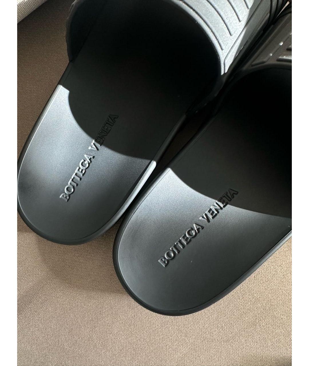 BOTTEGA VENETA Черные резиновые шлепанцы, фото 7