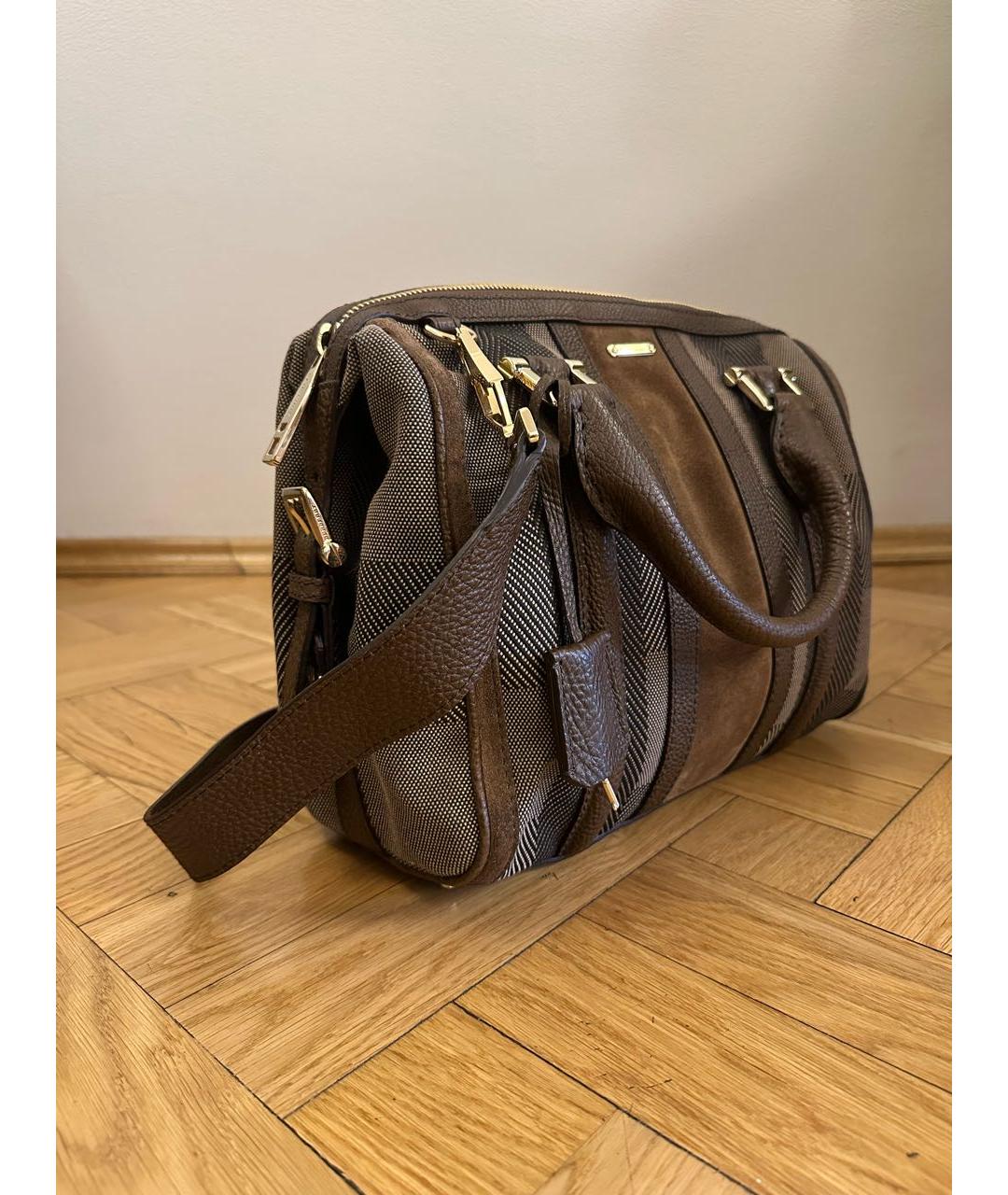 BURBERRY Коричневая хлопковая сумка через плечо, фото 2