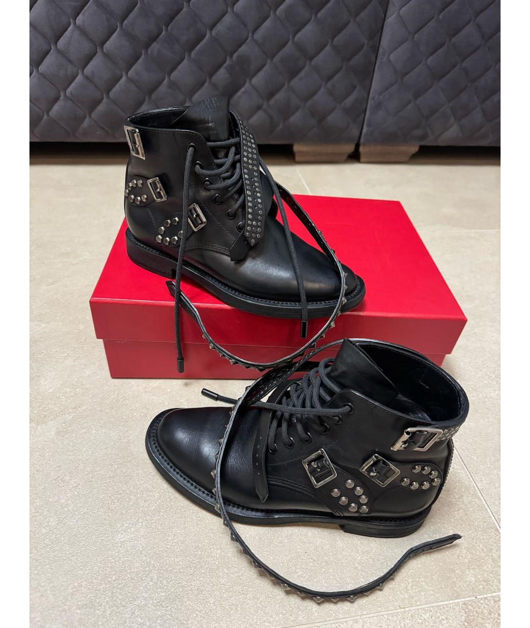 SAINT LAURENT Черные кожаные ботинки, фото 3