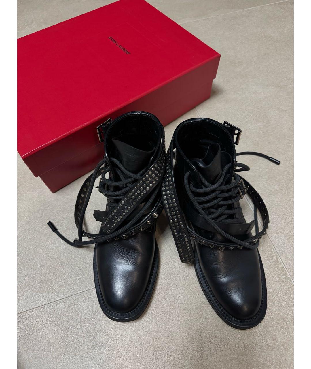 SAINT LAURENT Черные кожаные ботинки, фото 7