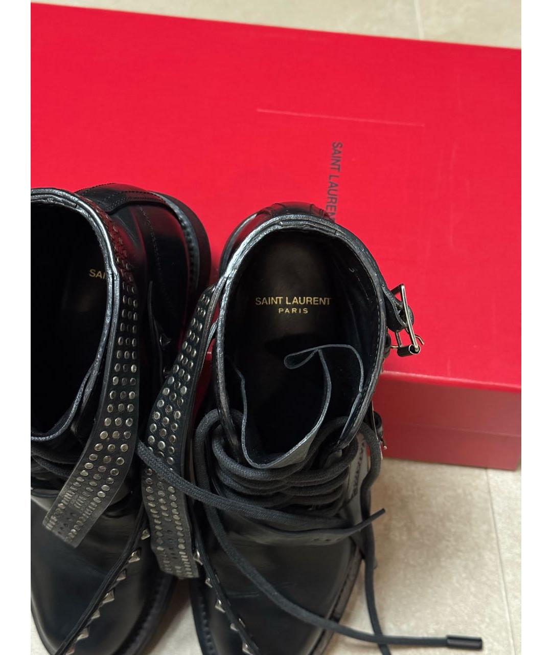 SAINT LAURENT Черные кожаные ботинки, фото 6