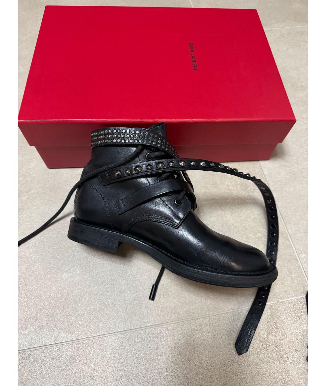 SAINT LAURENT Черные кожаные ботинки, фото 5