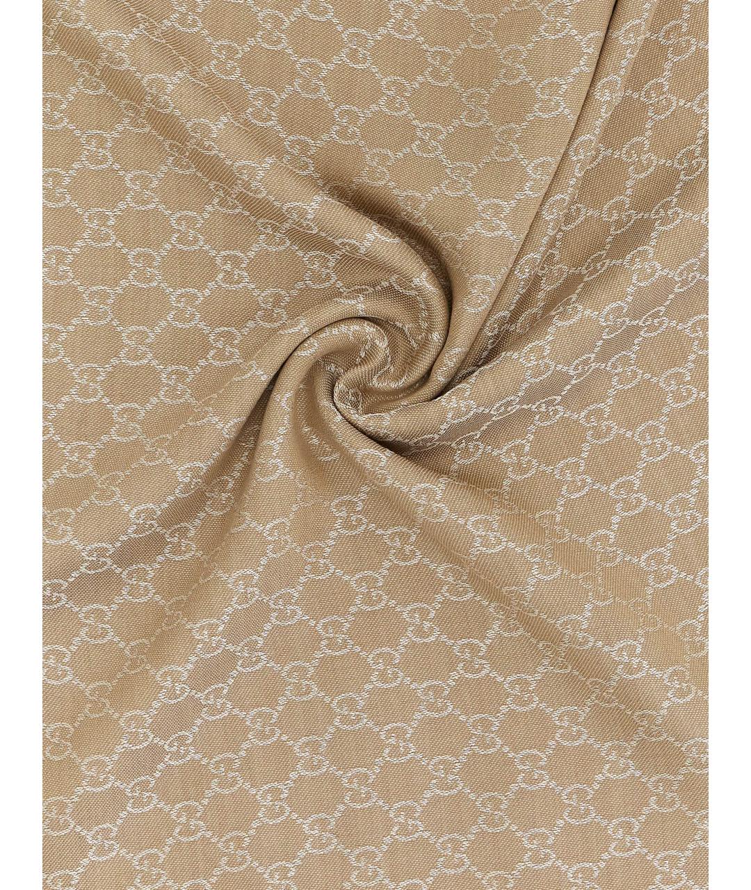 GUCCI Бежевый шелковый шарф, фото 2