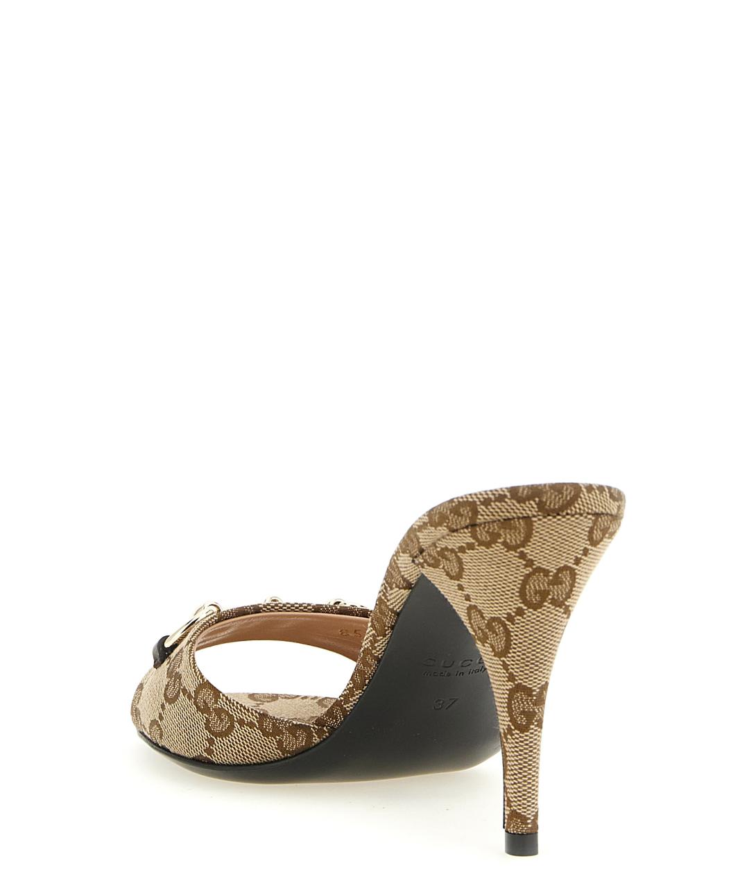 GUCCI Бежевые текстильные мюли, фото 3