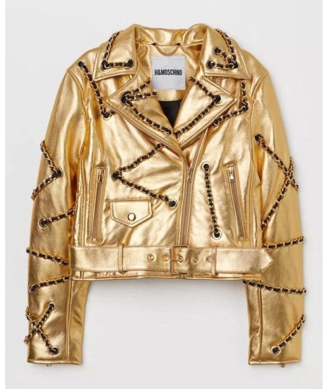 MOSCHINO Золотая кожаная куртка, фото 6