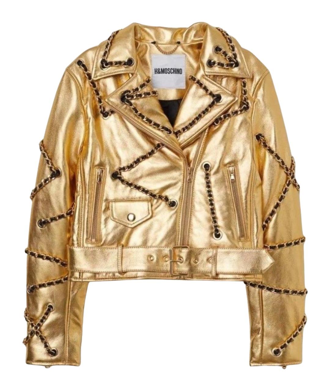 MOSCHINO Золотая кожаная куртка, фото 1