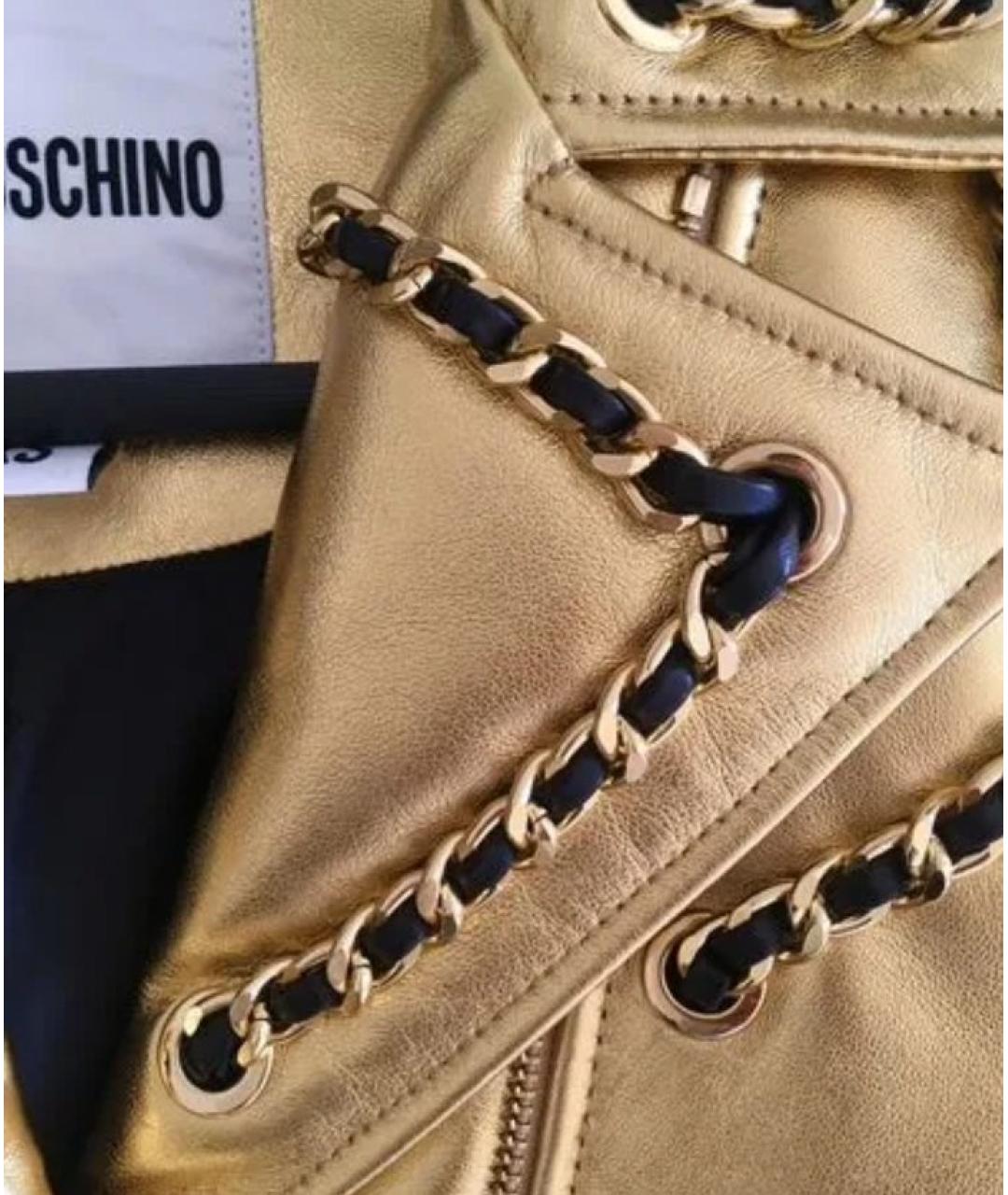MOSCHINO Золотая кожаная куртка, фото 5