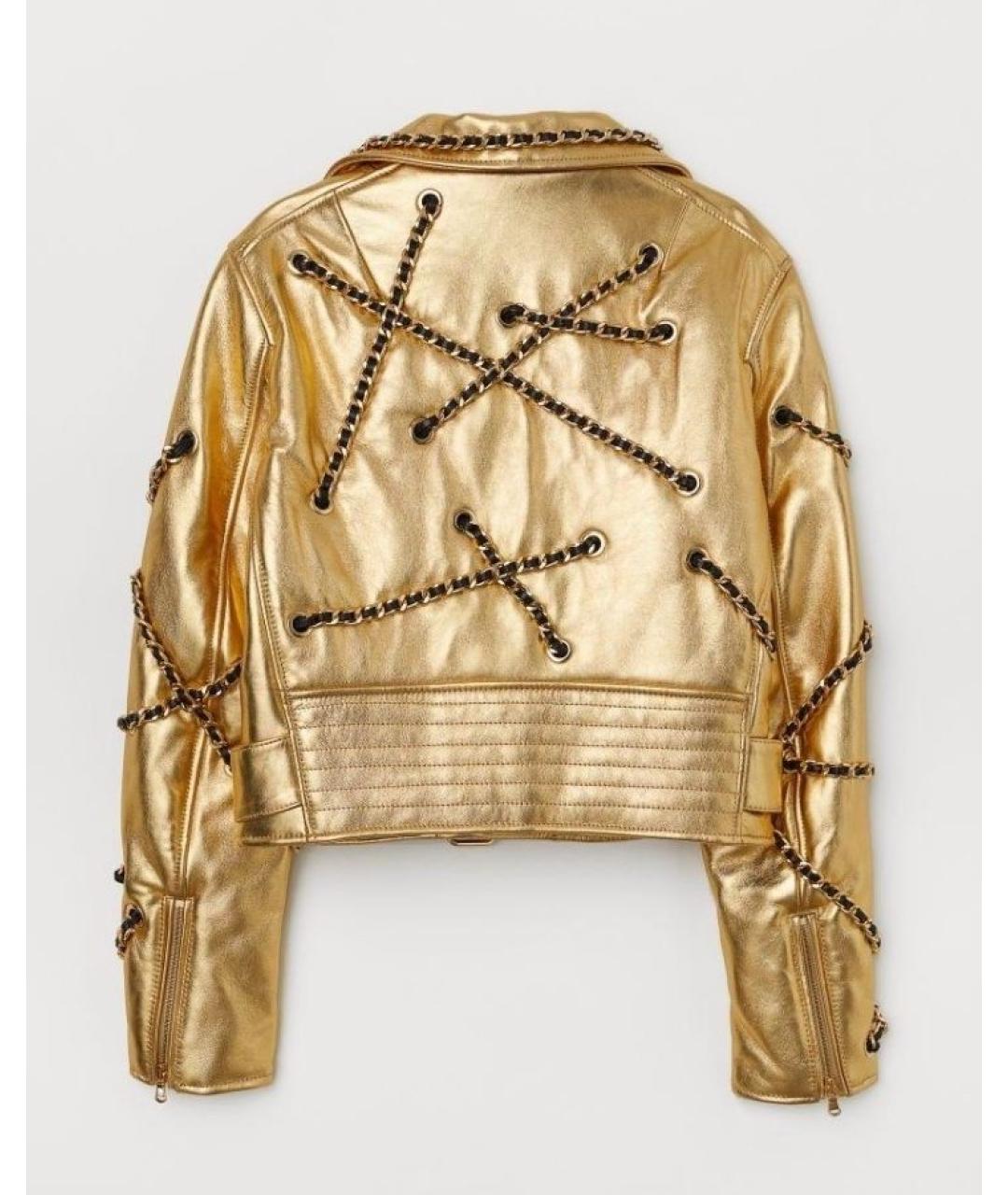 MOSCHINO Золотая кожаная куртка, фото 2