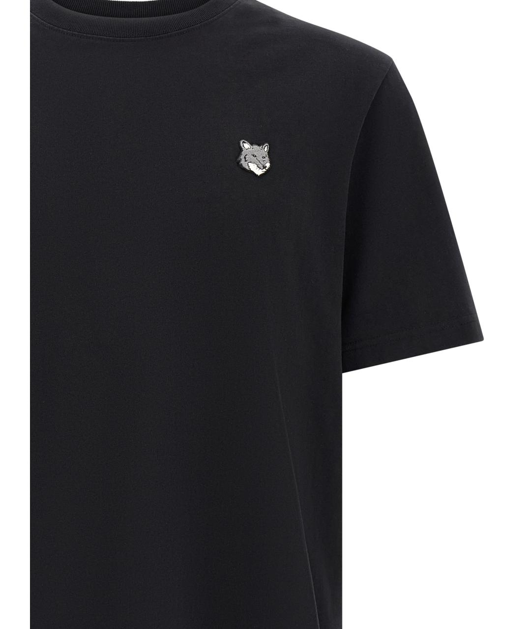 MAISON KITSUNE Черная хлопковая футболка, фото 3