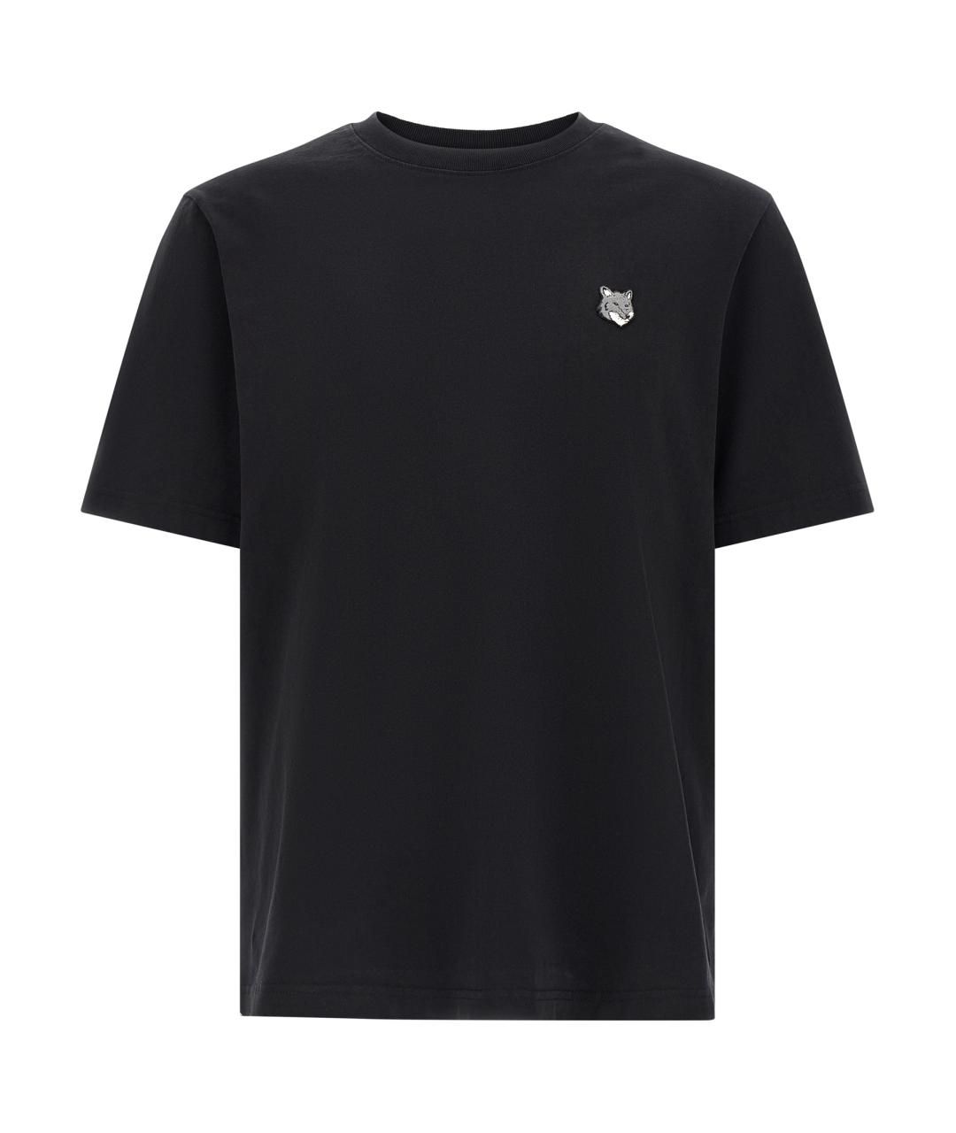 MAISON KITSUNE Черная хлопковая футболка, фото 1