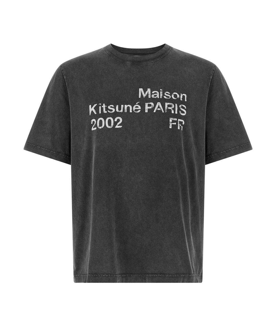 MAISON KITSUNE Черная хлопковая футболка, фото 1