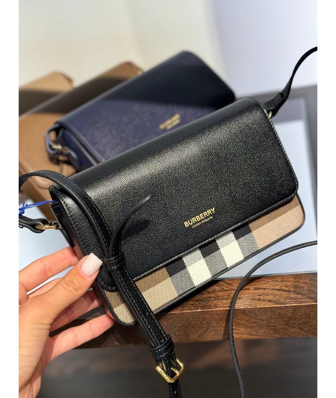 BURBERRY Черная кожаная сумка через плечо, фото 2