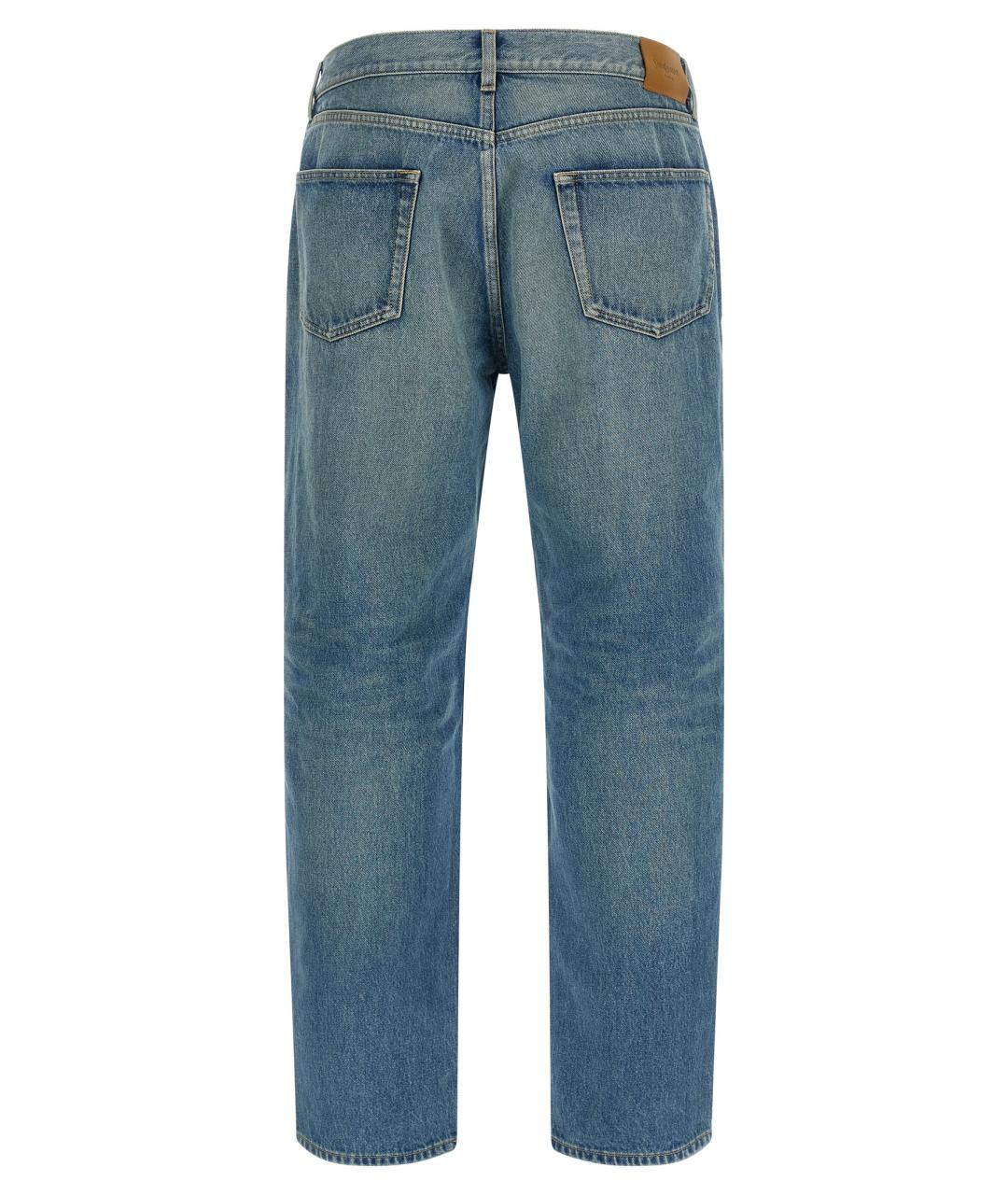 SAINT LAURENT Синие хлопковые прямые джинсы, фото 2