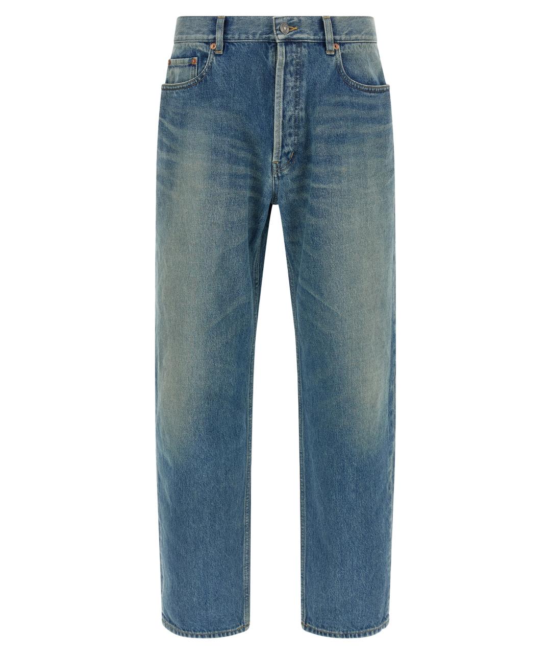SAINT LAURENT Синие хлопковые прямые джинсы, фото 1