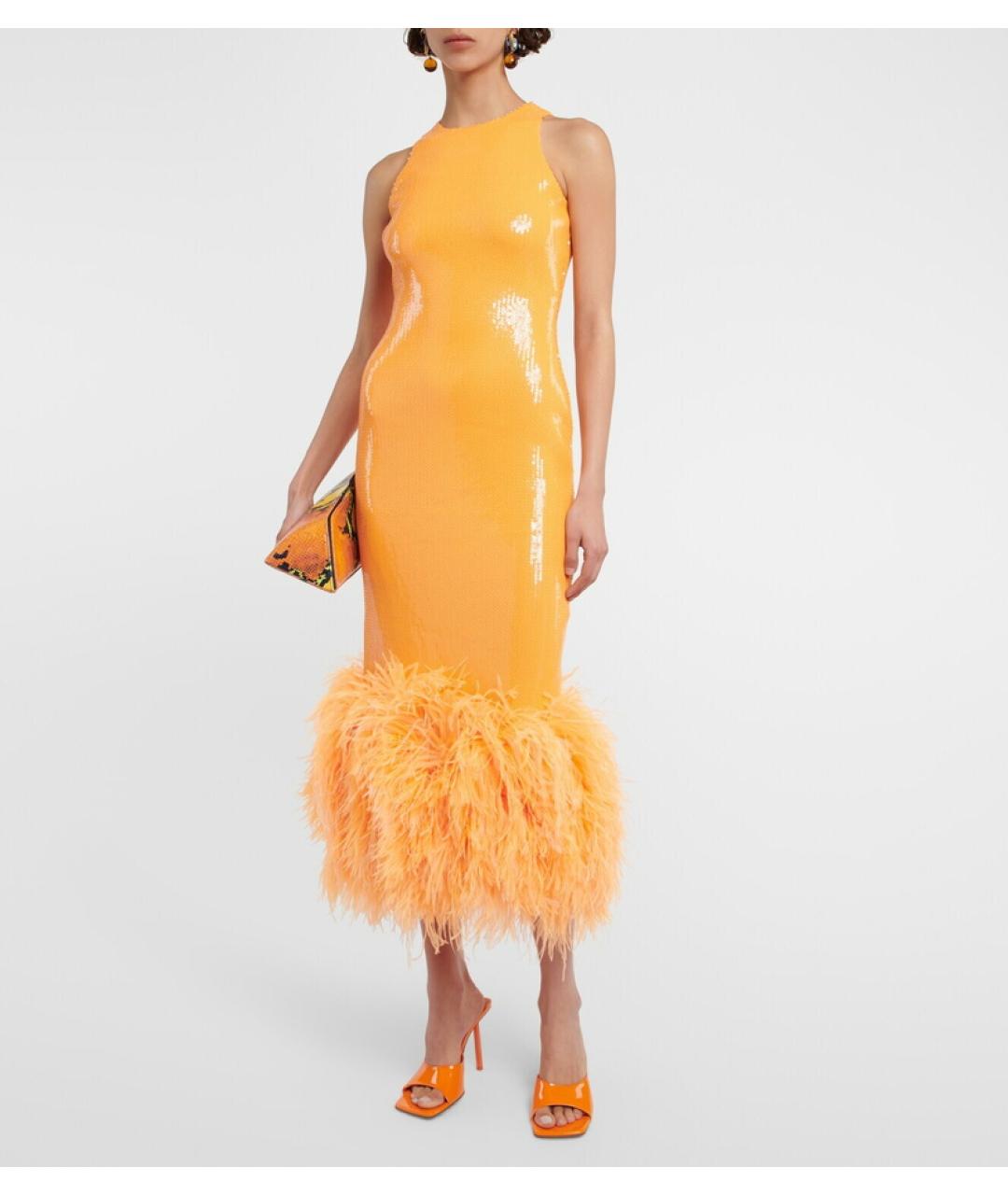 DAVID KOMA Оранжевое полиамидовое вечернее платье, фото 5