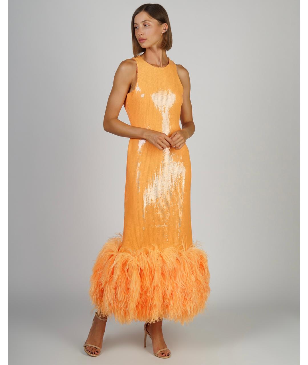 DAVID KOMA Оранжевое полиамидовое вечернее платье, фото 7