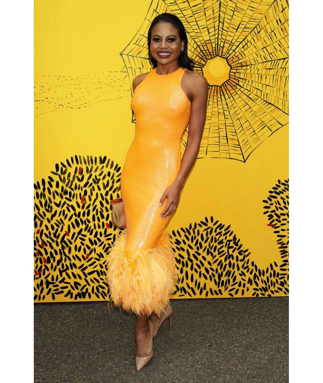 DAVID KOMA Оранжевое полиамидовое вечернее платье, фото 4