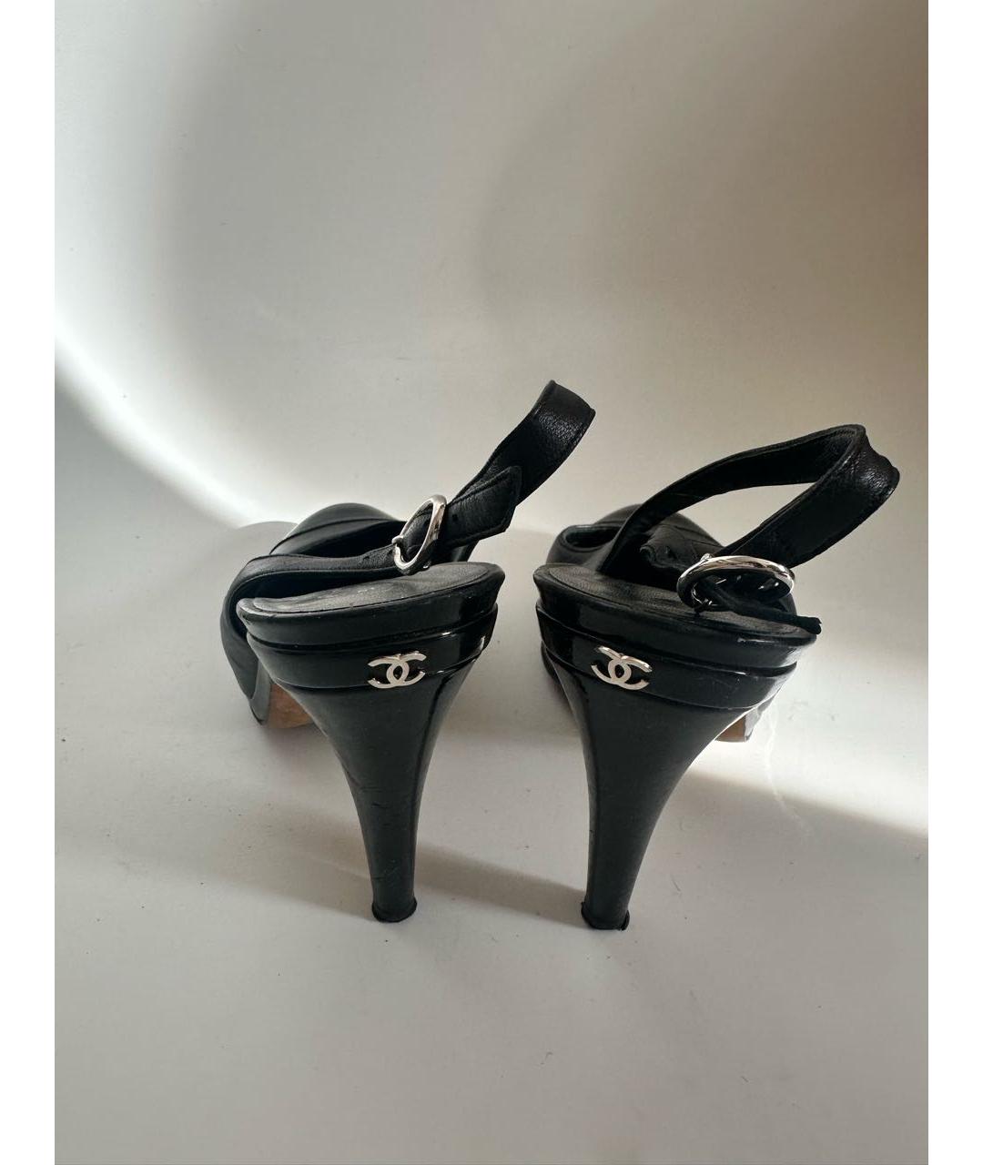 CHANEL Черные босоножки, фото 4