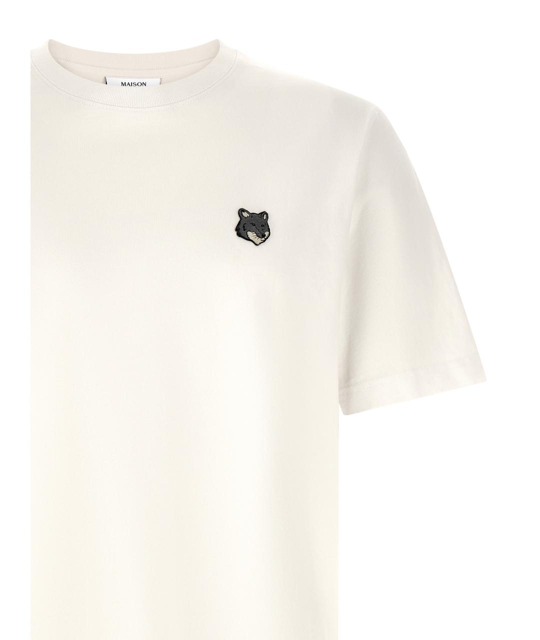 MAISON KITSUNE Белая хлопковая футболка, фото 3