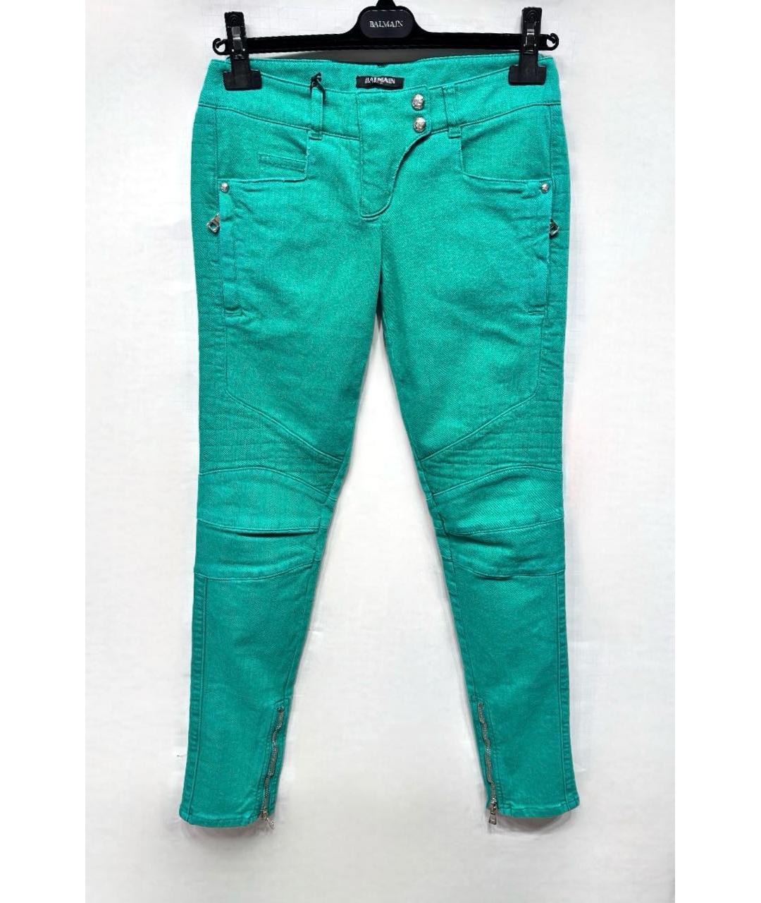 BALMAIN Зеленые хлопко-эластановые джинсы слим, фото 9