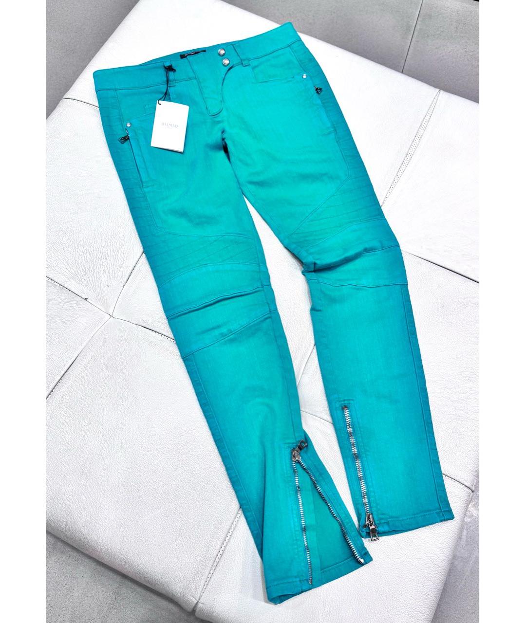 BALMAIN Зеленые хлопко-эластановые джинсы слим, фото 6