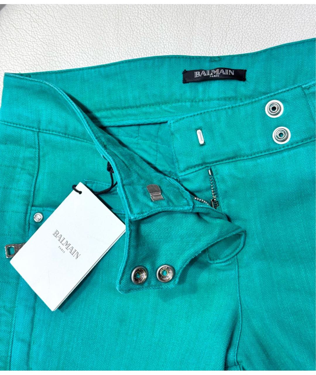 BALMAIN Зеленые хлопко-эластановые джинсы слим, фото 3