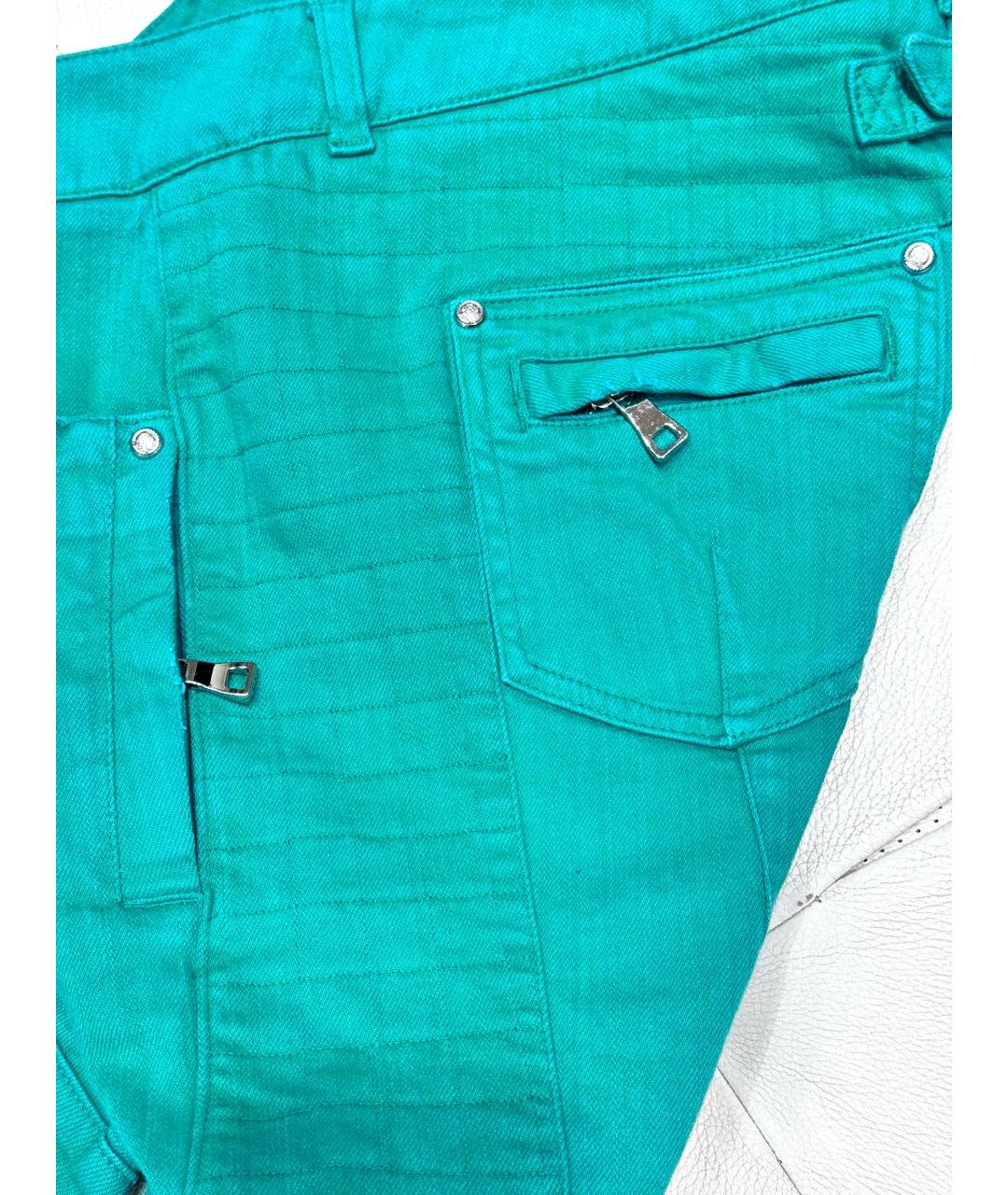 BALMAIN Зеленые хлопко-эластановые джинсы слим, фото 5