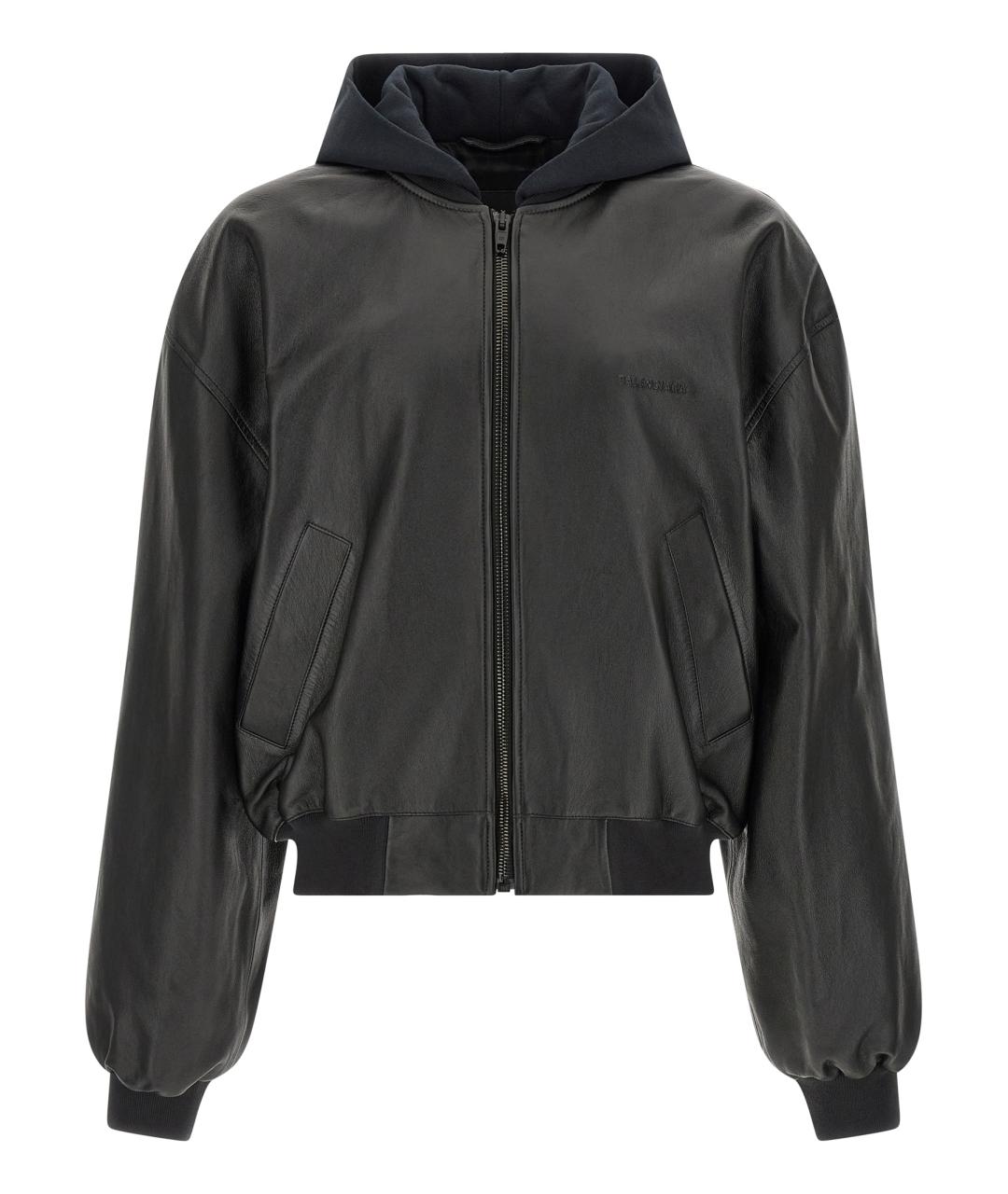 BALENCIAGA Черная кожаная куртка, фото 1