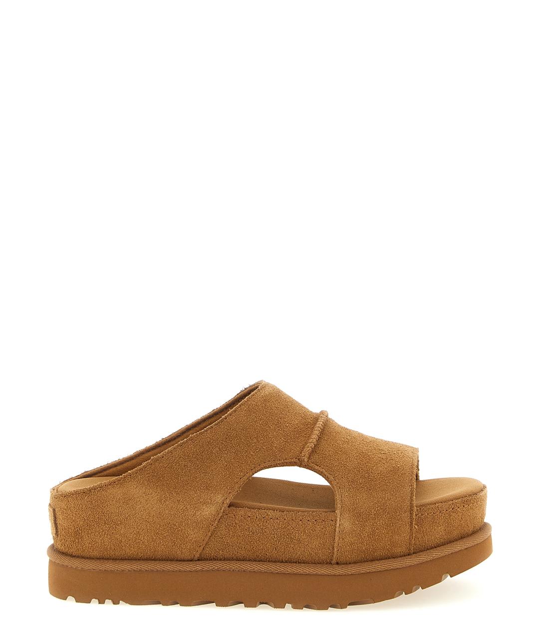 UGG AUSTRALIA Коричневые кожаные шлепанцы, фото 1