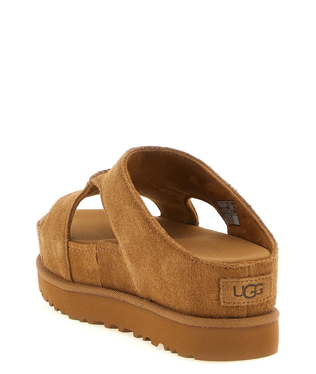 UGG AUSTRALIA Коричневые кожаные шлепанцы, фото 3