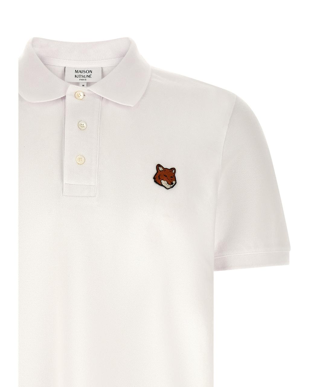 MAISON KITSUNE Белое хлопковое поло с коротким рукавом, фото 3