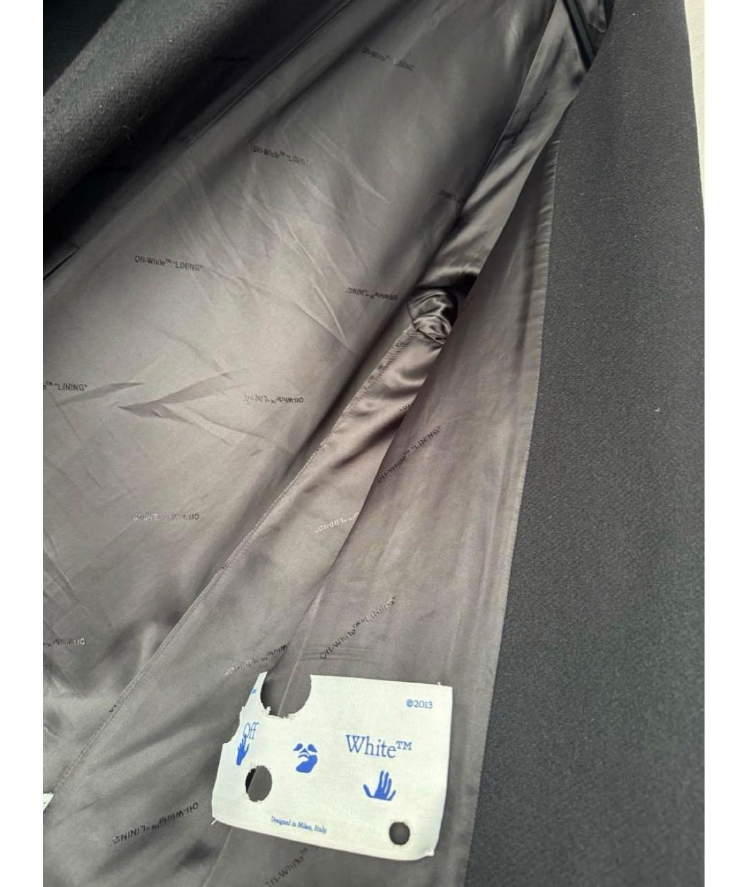 OFF-WHITE Черное шерстяное пальто, фото 5