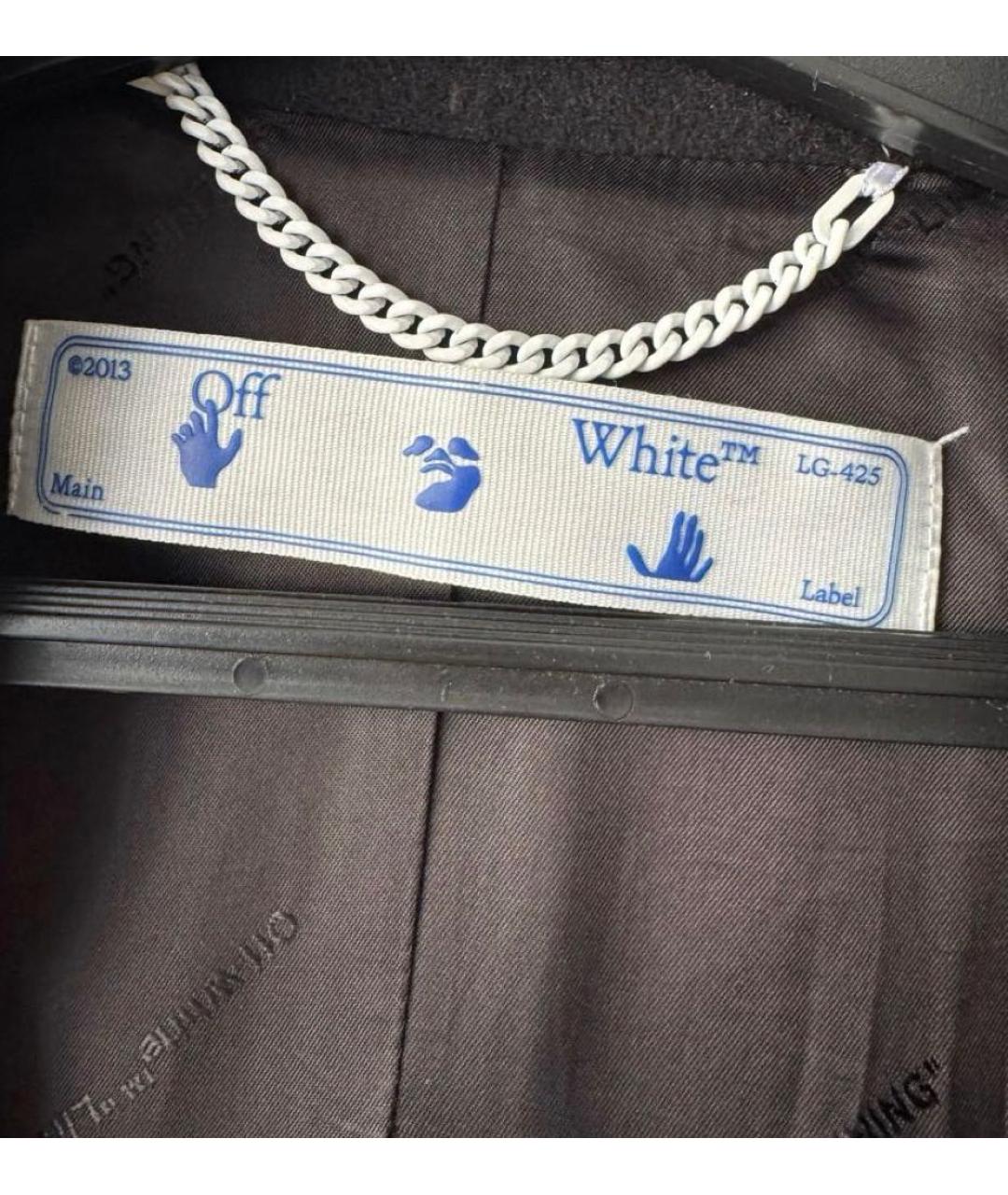 OFF-WHITE Черное шерстяное пальто, фото 4