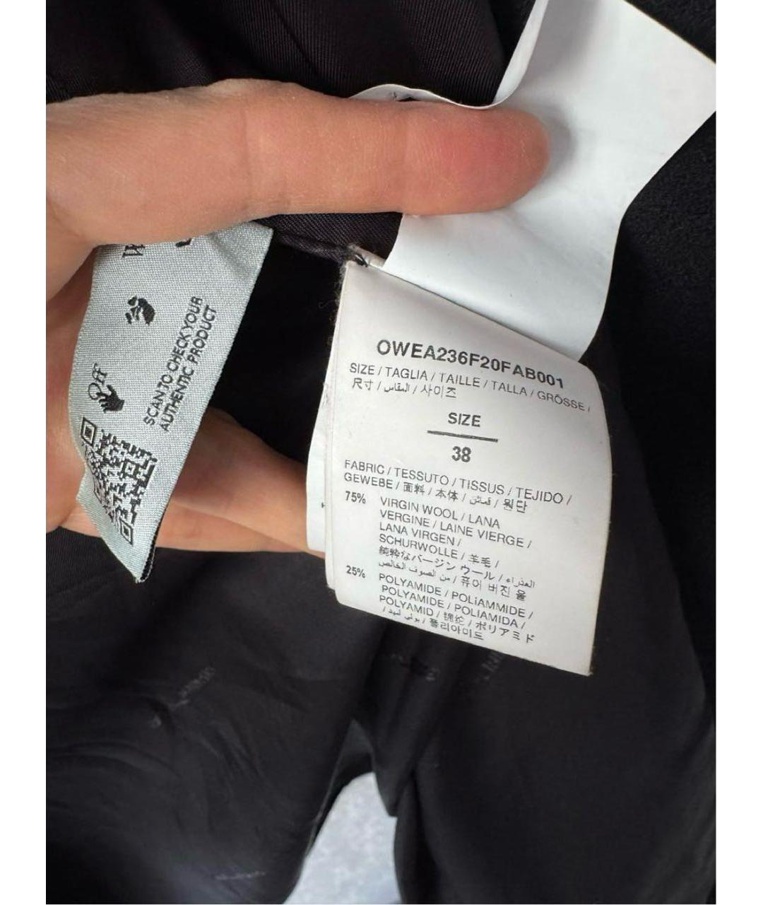 OFF-WHITE Черное шерстяное пальто, фото 3